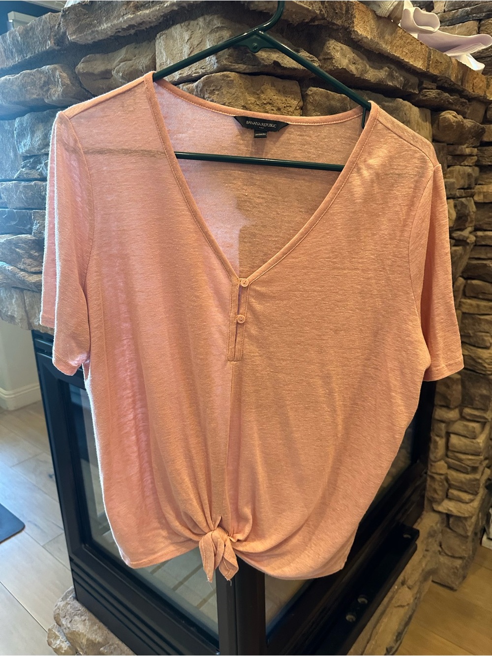 Banana Republic Dusty Rose Tie-Knot V-Neck Top